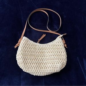 beige straw crossbody bag